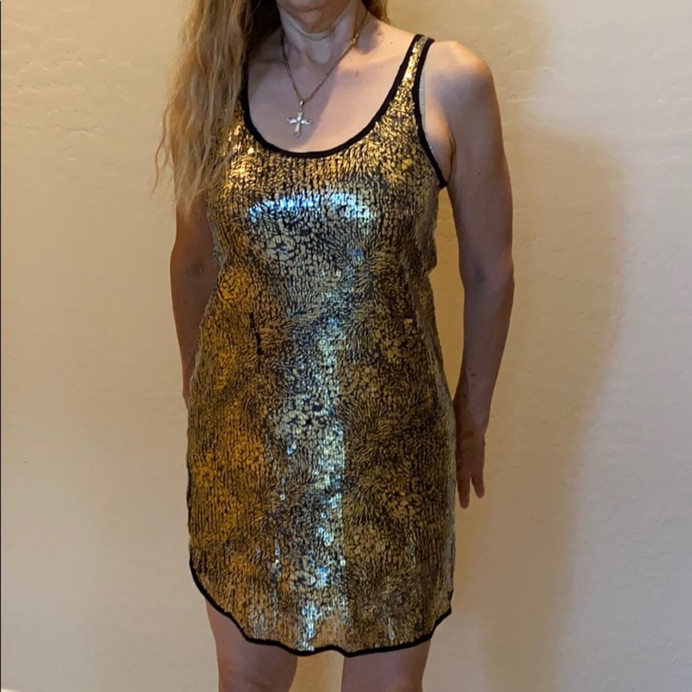 Kenneth Cole sequin dress gold, new
